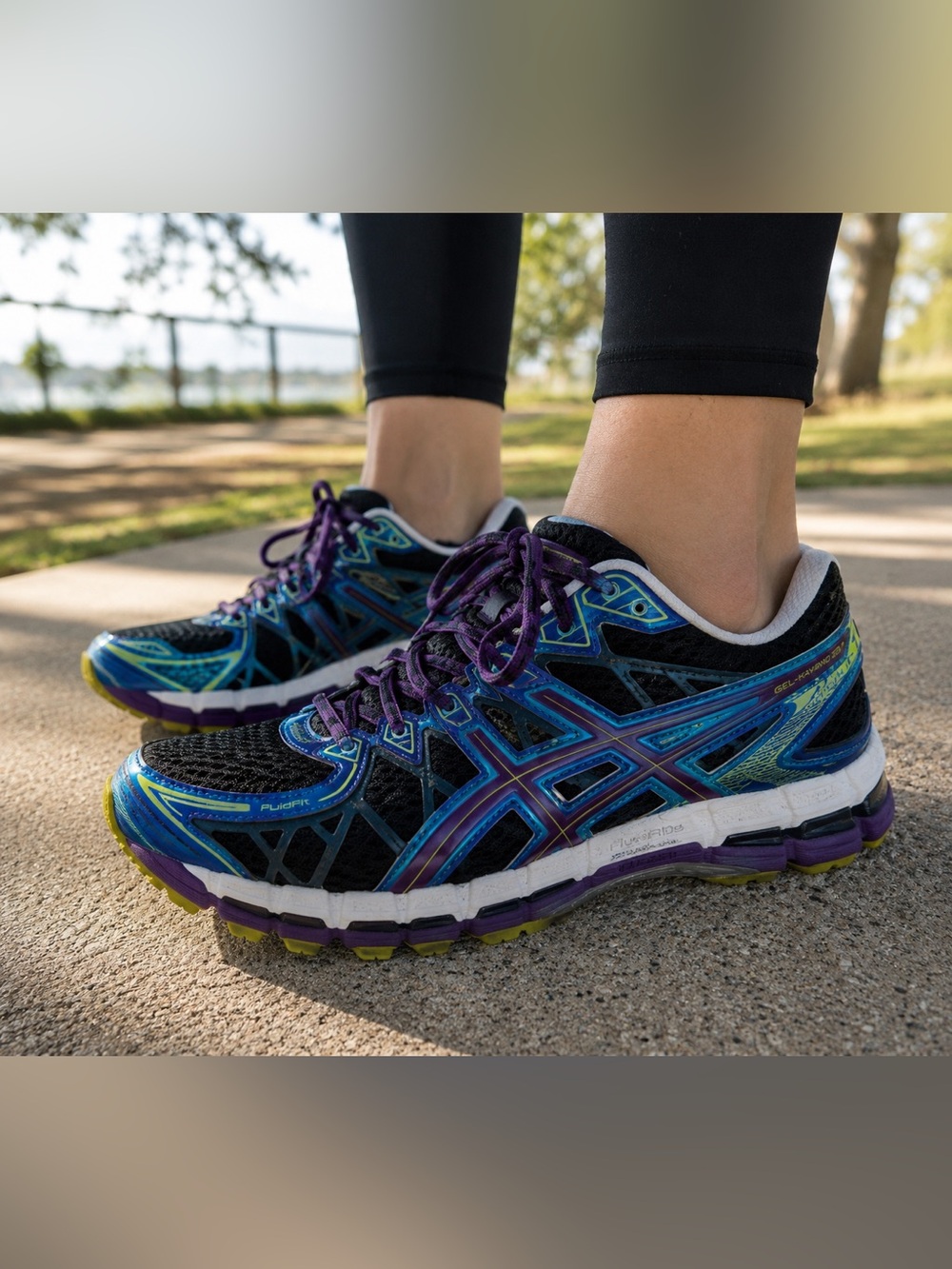 ASICS GEL Kayano 20 Running Shoes Blue Purple Lime Women’s Size 8.5